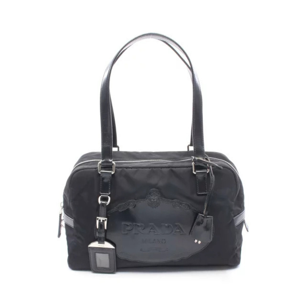Prada Tessuto Saffiano Shoulder Bag Leather Black